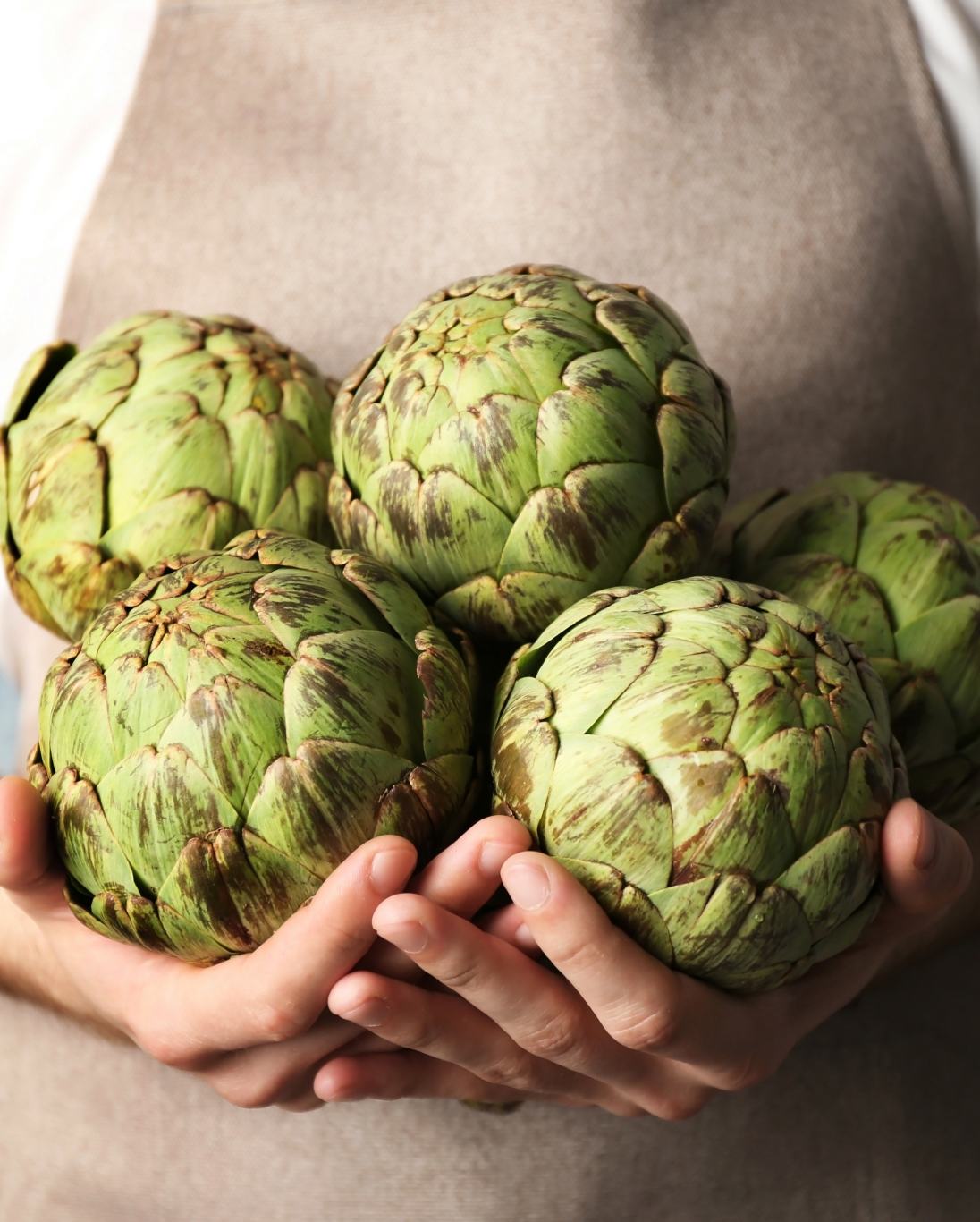 holding artichokes