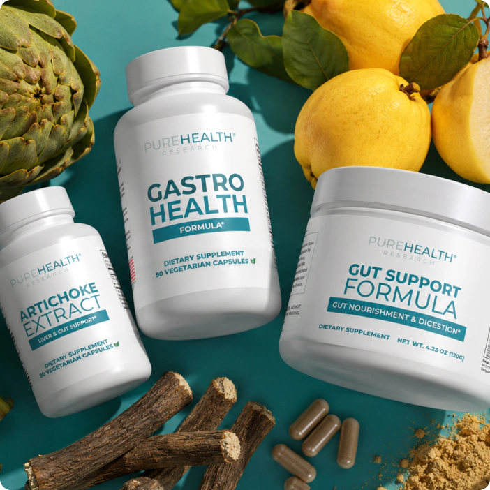 PureHealth Research Acid Reflux and Heartburn supplements with ingredient display