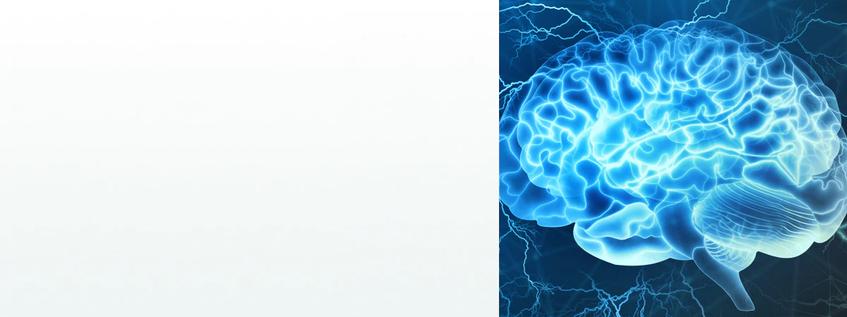 A glowing blue digital brain with electric impulses, symbolizing cognitive function and the need for supplements for brain and mental health.