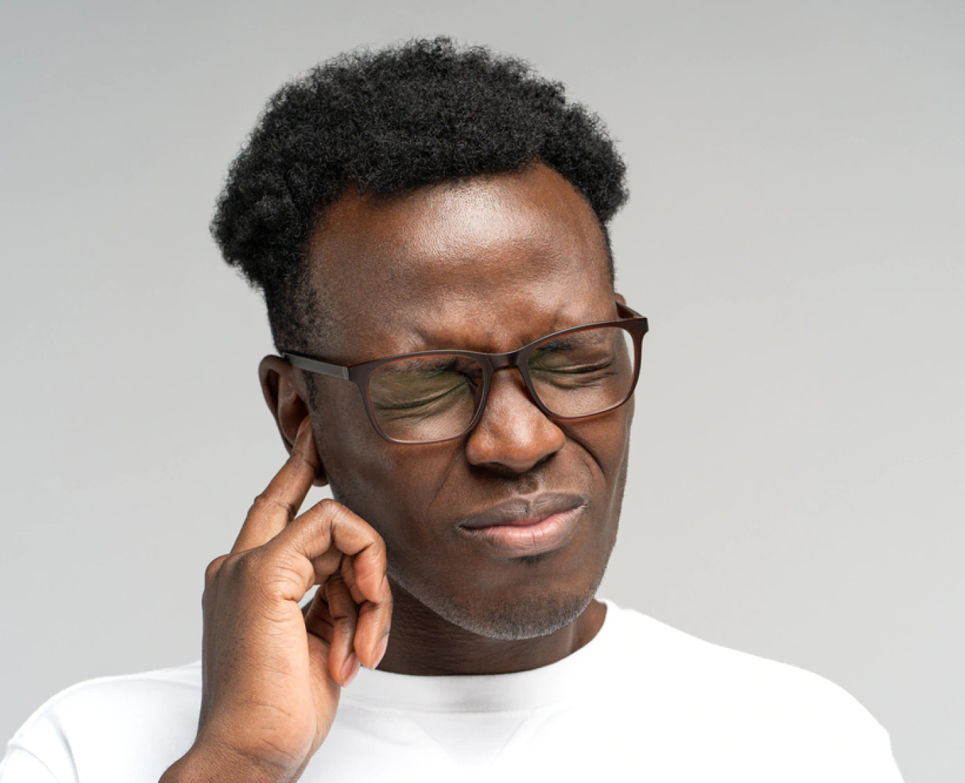 Man with a hearing problem