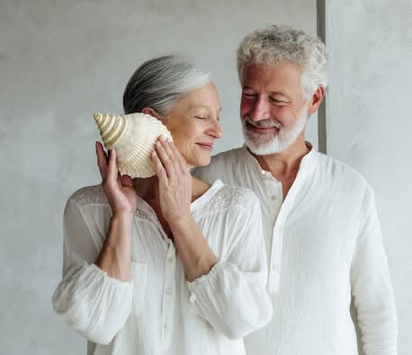 happy couple with healthy hearing