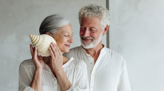 happy couple with healthy hearing