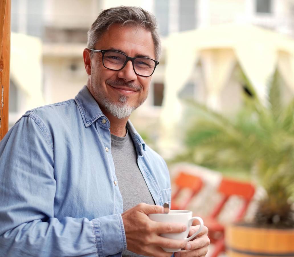Happy middle aged man