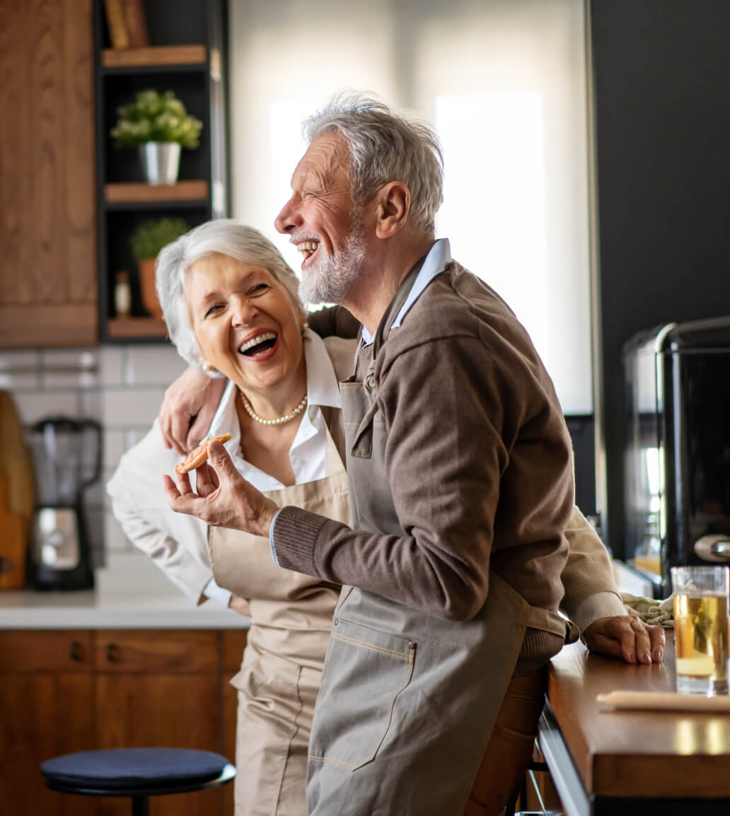 Senior couple laughing