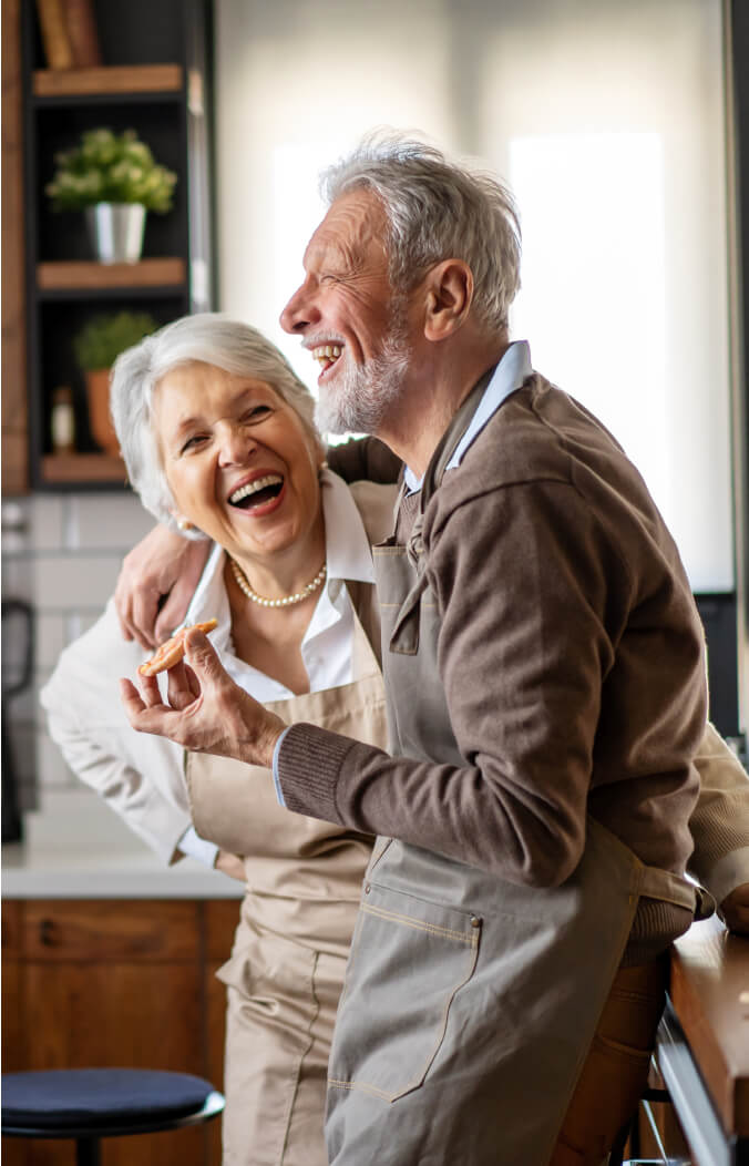 Senior couple laughing